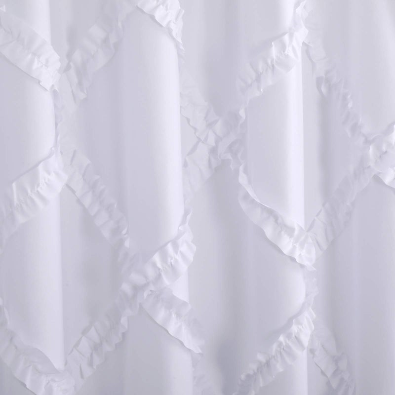 GARSTYLE White Ruffle Diamond Fabric Shower Curtain for Bathroom | Farmhouse Rustic Style 72â€™â€™x72â€™â€™ - Image 4